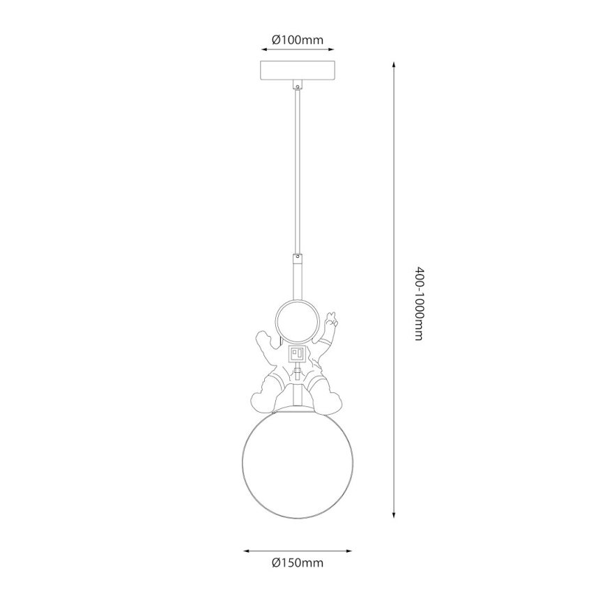 Vaikiškas pakabinamas sietynas ASTRONAUT 1xE27/60W/230V diametras 15 cm auksas/smėlio spalva