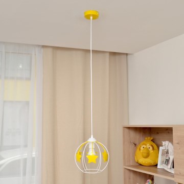 Vaikiškas pakabinamas sietynas STARS 1xE27/15W/230V geltona/balta