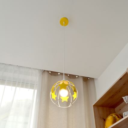 Vaikiškas pakabinamas sietynas STARS 1xE27/15W/230V geltona/balta