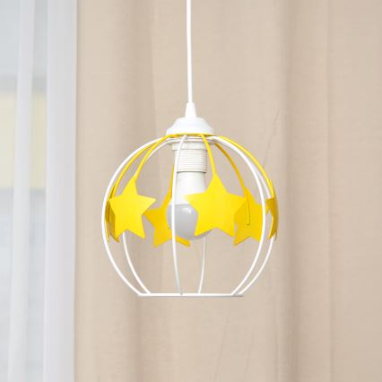 Vaikiškas pakabinamas sietynas STARS 1xE27/15W/230V geltona/balta