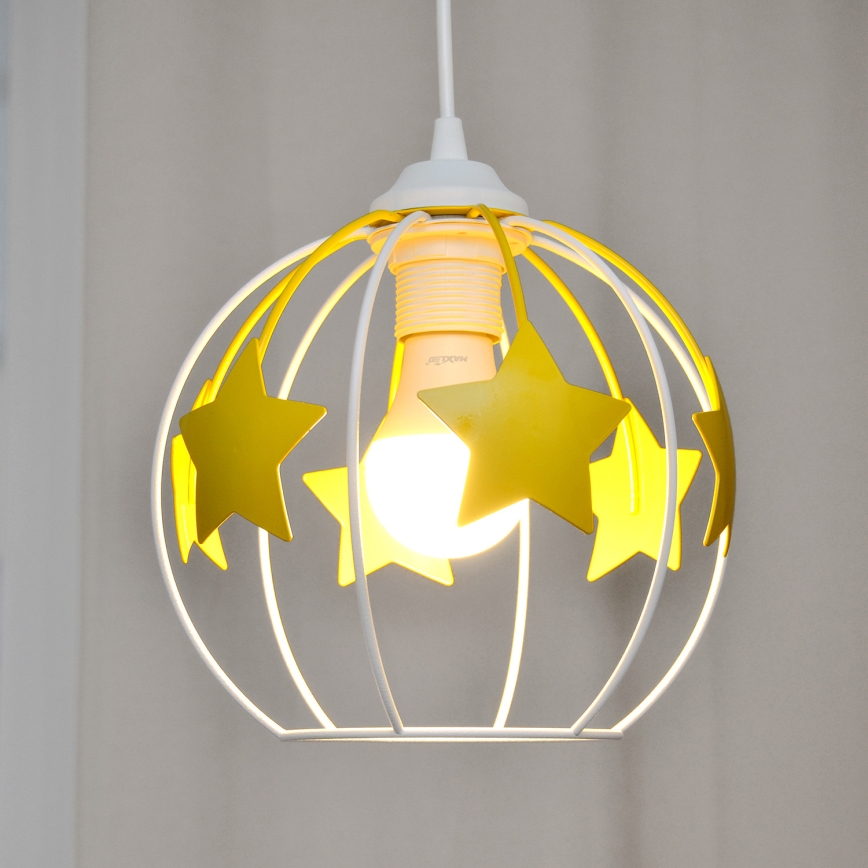 Vaikiškas pakabinamas sietynas STARS 1xE27/15W/230V geltona/balta