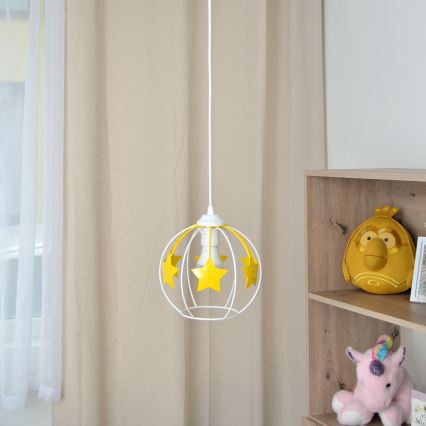 Vaikiškas pakabinamas sietynas STARS 1xE27/15W/230V geltona/balta