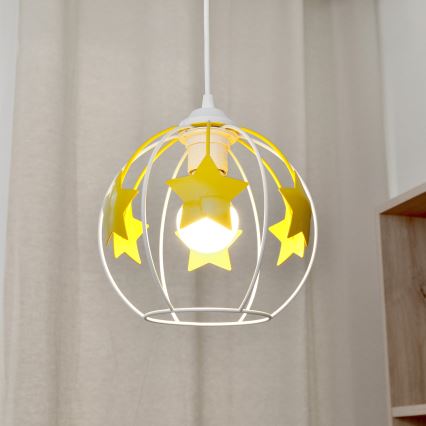 Vaikiškas pakabinamas sietynas STARS 1xE27/15W/230V geltona/balta