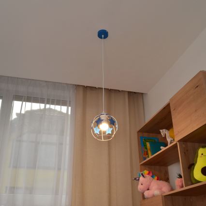 Vaikiškas pakabinamas sietynas STARS 1xE27/15W/230V mėlyna/balta