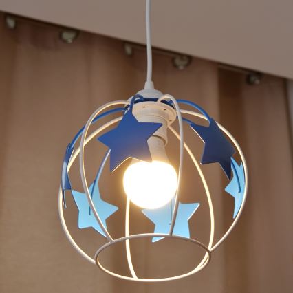 Vaikiškas pakabinamas sietynas STARS 1xE27/15W/230V mėlyna/balta