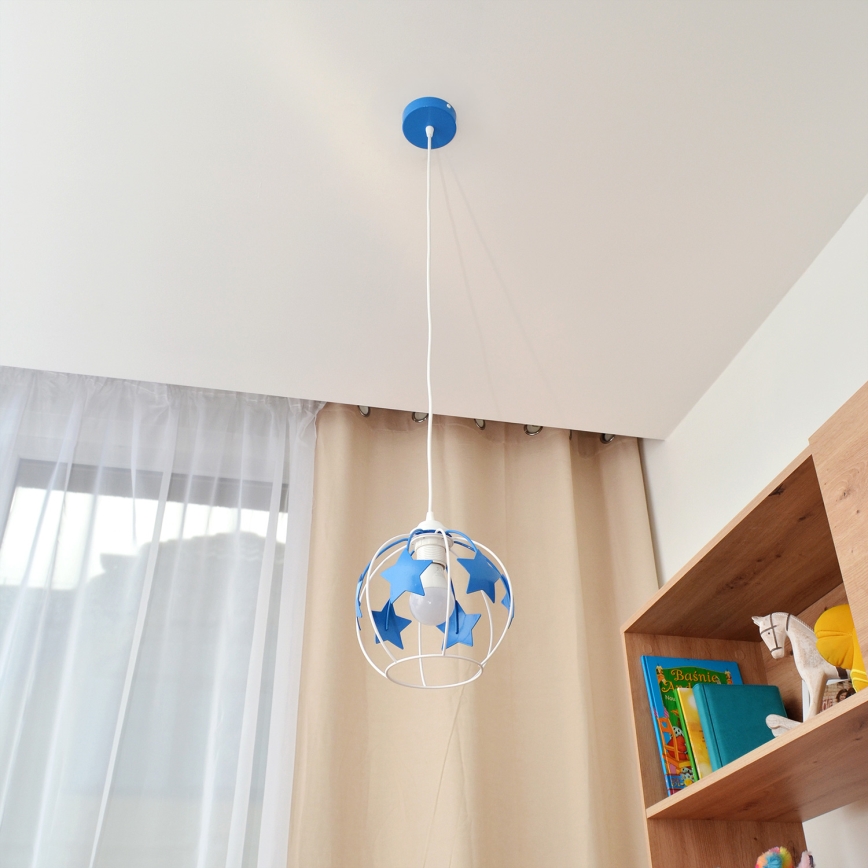 Vaikiškas pakabinamas sietynas STARS 1xE27/15W/230V mėlyna/balta