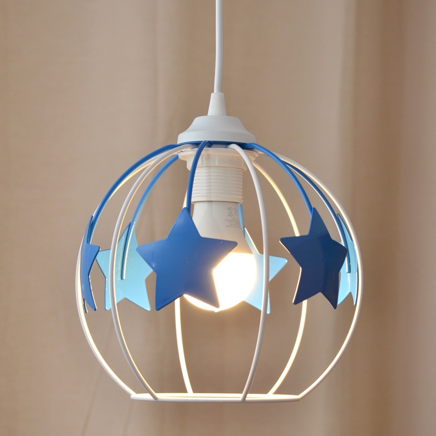 Vaikiškas pakabinamas sietynas STARS 1xE27/15W/230V mėlyna/balta