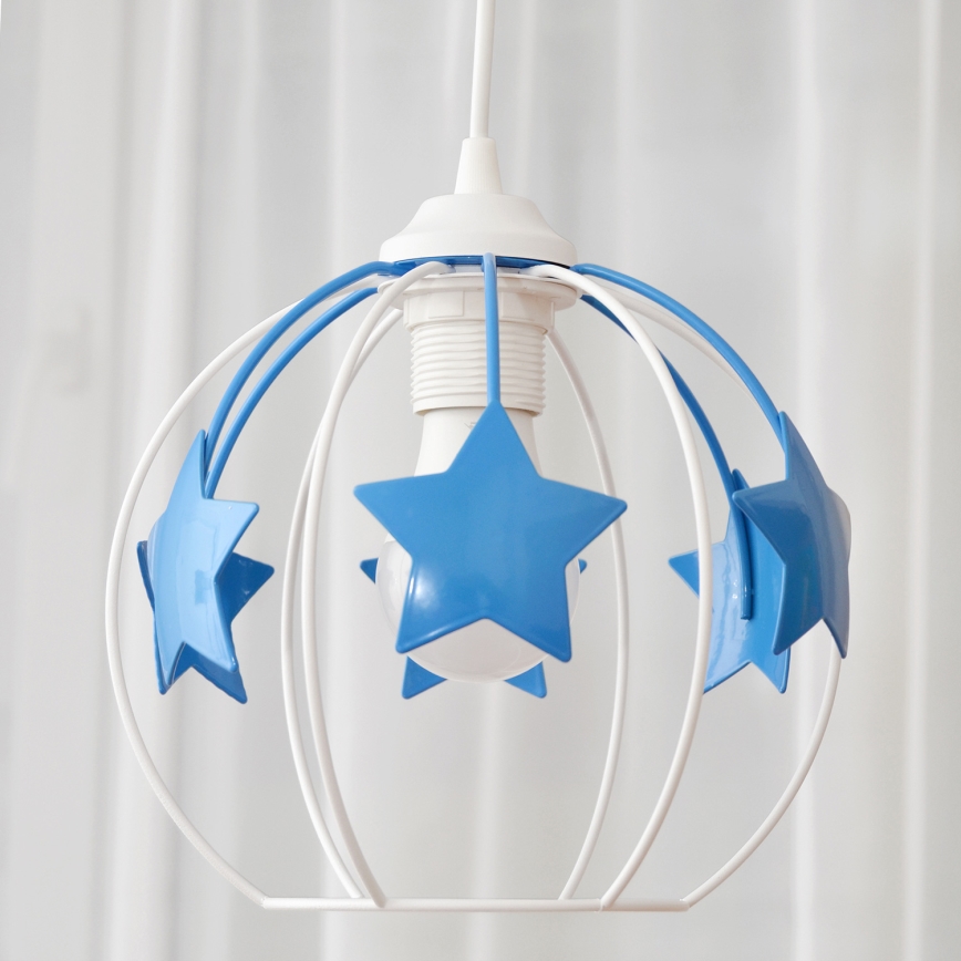 Vaikiškas pakabinamas sietynas STARS 1xE27/15W/230V mėlyna/balta