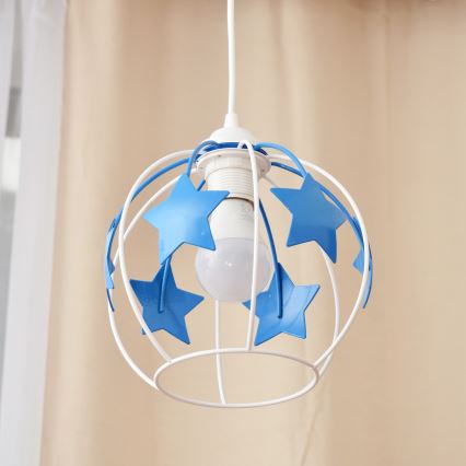 Vaikiškas pakabinamas sietynas STARS 1xE27/15W/230V mėlyna/balta