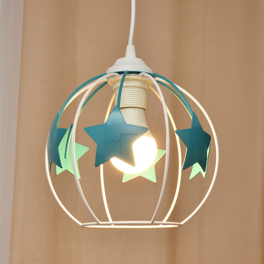 Vaikiškas pakabinamas sietynas STARS 1xE27/15W/230V turkis/balta