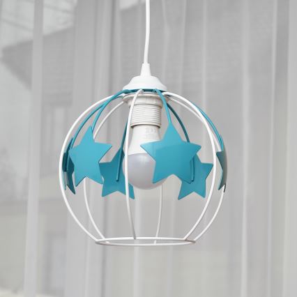 Vaikiškas pakabinamas sietynas STARS 1xE27/15W/230V turkis/balta