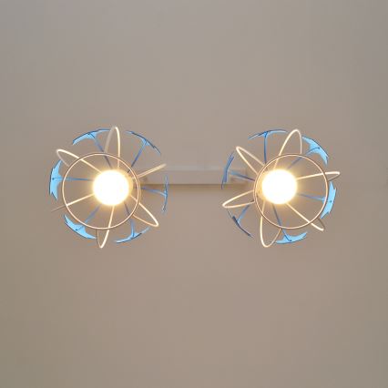 Vaikiškas pakabinamas sietynas STARS 2xE27/15W/230V mėlyna/balta