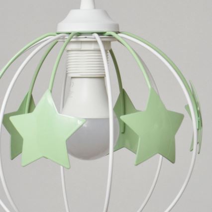 Vaikiškas pakabinamas sietynas STARS 3xE27/15W/230V žalia/balta