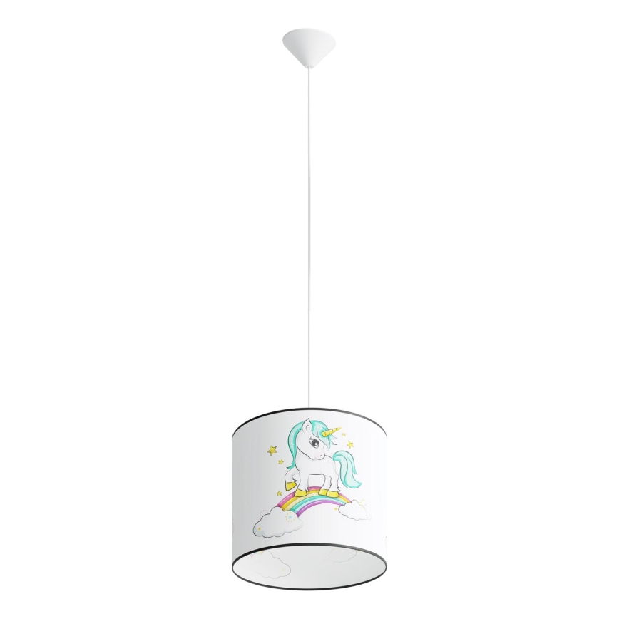 Vaikiškas pakabinamas sietynas UNICORN 1xE27/15W/230V diametras 30 cm vienaragis