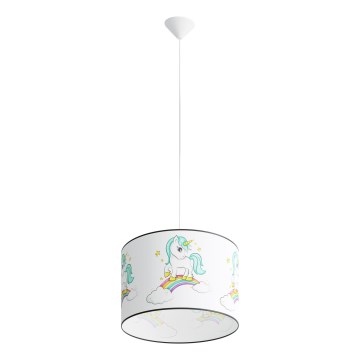 Vaikiškas pakabinamas sietynas UNICORN 1xE27/15W/230V diametras 40 cm vienaragis
