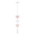 Vaikiškas pakabinamas šviestuvas ant laido HEART 1xE27/20W/230V rožinė/balta
