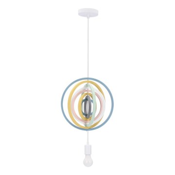 Vaikiškas pakabinamas šviestuvas ant laido HOOPS 1xE27/20W/230V Ø 27 cm margaspalvis
