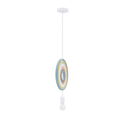Vaikiškas pakabinamas šviestuvas ant laido HOOPS 1xE27/20W/230V Ø 27 cm margaspalvis