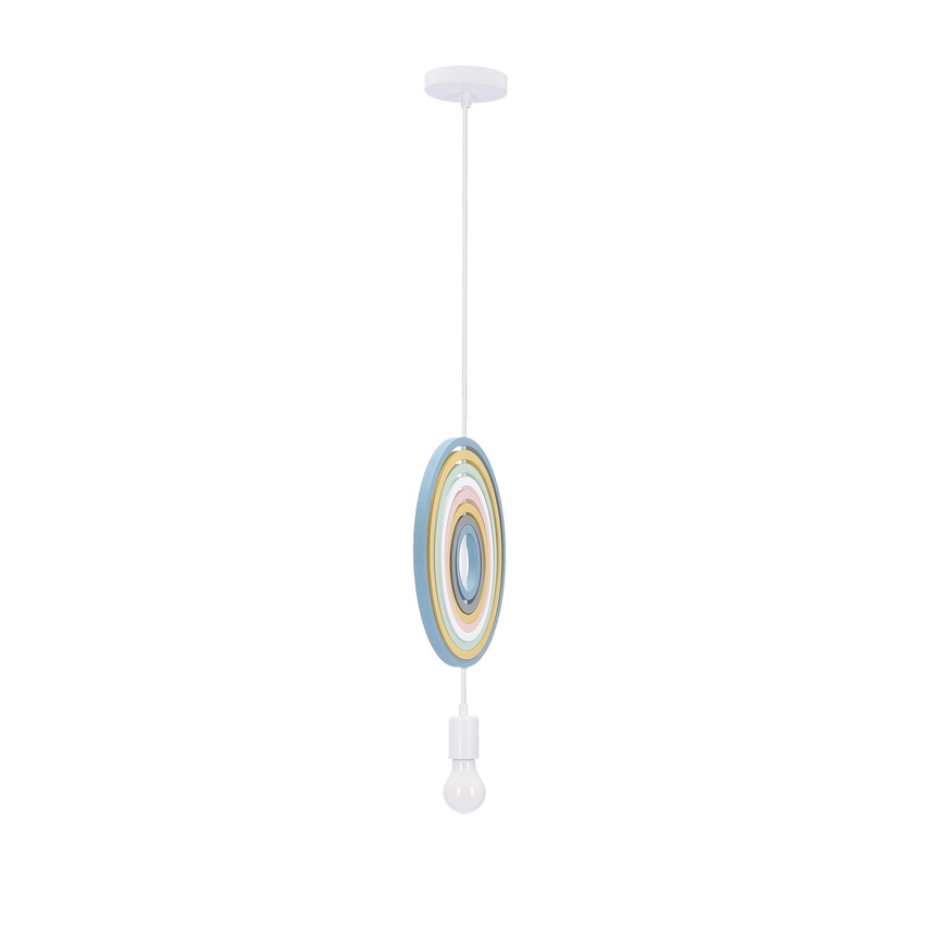 Vaikiškas pakabinamas šviestuvas ant laido HOOPS 1xE27/20W/230V Ø 27 cm margaspalvis
