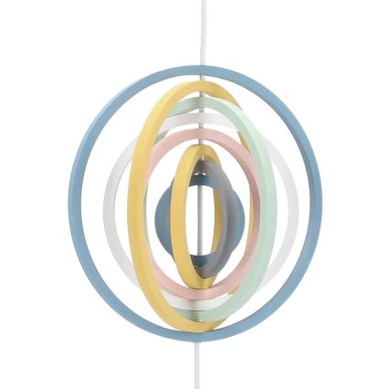 Vaikiškas pakabinamas šviestuvas ant laido HOOPS 1xE27/20W/230V Ø 27 cm margaspalvis