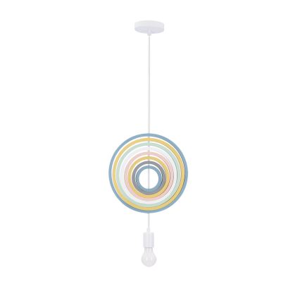 Vaikiškas pakabinamas šviestuvas ant laido HOOPS 1xE27/20W/230V Ø 27 cm margaspalvis