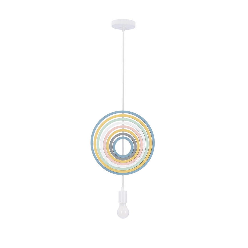 Vaikiškas pakabinamas šviestuvas ant laido HOOPS 1xE27/20W/230V Ø 27 cm margaspalvis
