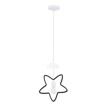 Vaikiškas pakabinamas šviestuvas ant laido STARS 1xE27/20W/230V juoda/balta