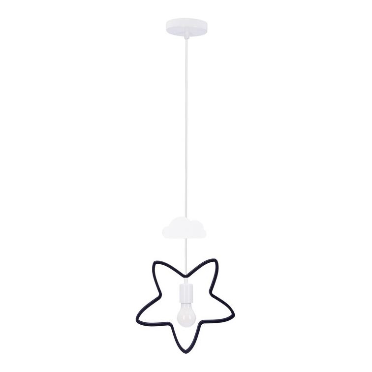 Vaikiškas pakabinamas šviestuvas ant laido STARS 1xE27/20W/230V juoda/balta