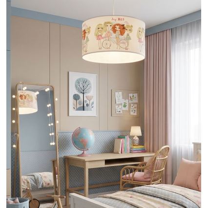 Vaikiškas pakabinamas šviestuvas GIRLS VIBES 1xE27/60W/230V, skersmuo 40 cm — mergaitėms
