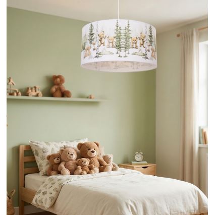 Vaikiškas pakabinamas šviestuvas KIDS ROOM 1xE27/60W/230V, skersmuo 40 cm — žaismingas gyvūnėlių motyvas