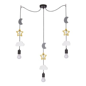 Vaikiškas pakabinamas šviestuvas su laidu TRIO 3xE27/20W/230V pilka/geltona/balta