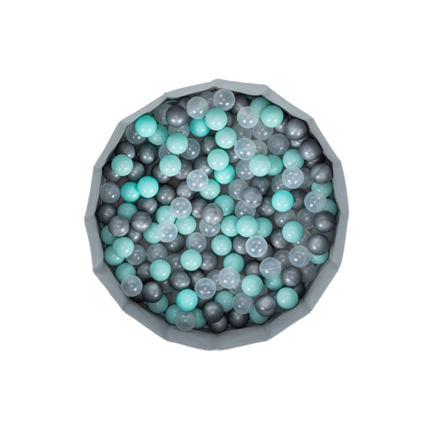 Vaikiškas sausas baseinas su kamuoliukais, skersmuo 80 cm, mėlyna/pilka