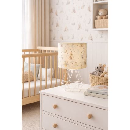 Vaikiškas stalinis šviestuvas KIDS ROOM 1xE27/60W/230V, skersmuo 18 cm, su gyvūnėliais