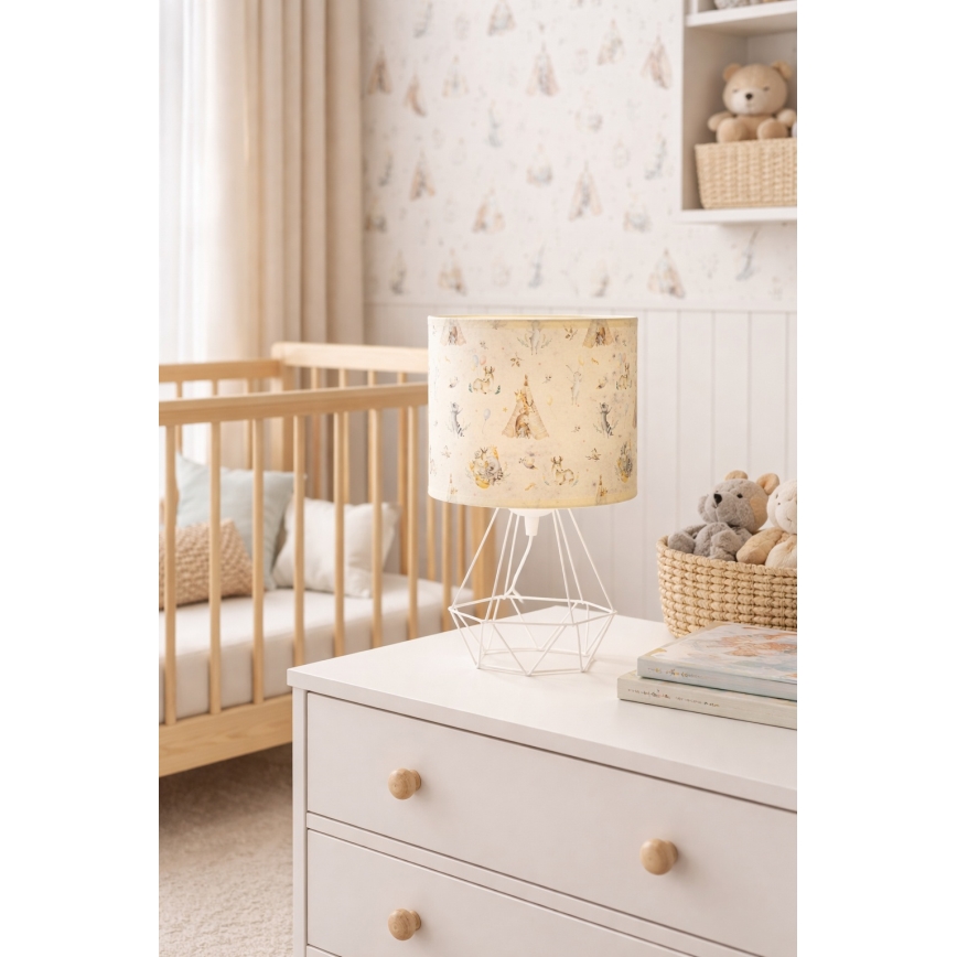 Vaikiškas stalinis šviestuvas KIDS ROOM 1xE27/60W/230V, skersmuo 18 cm, su gyvūnėliais