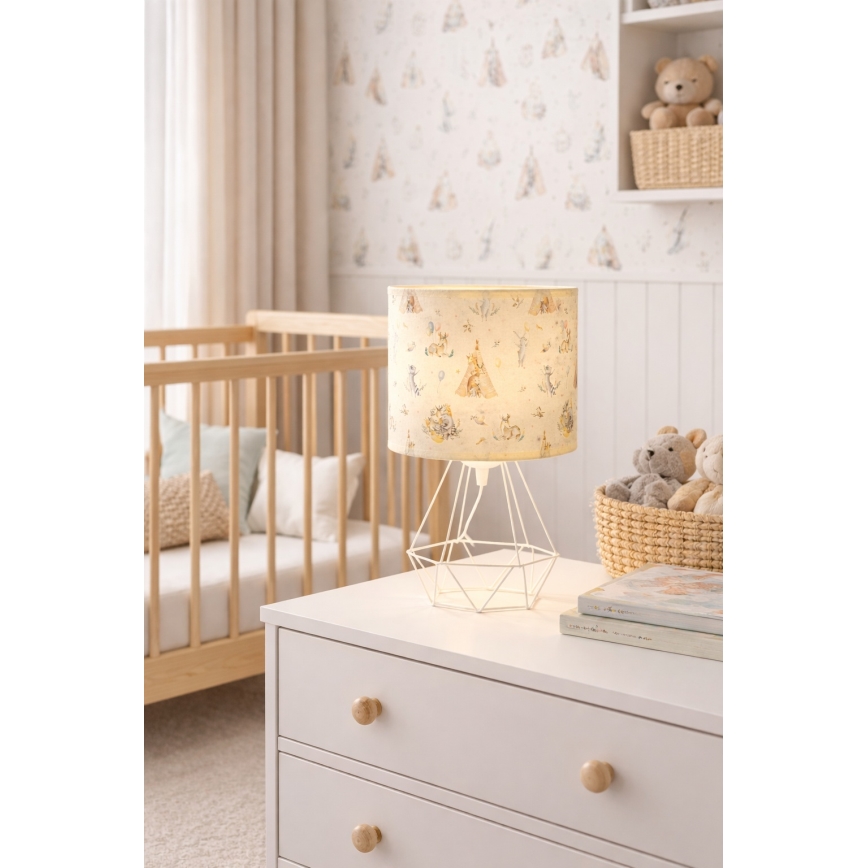 Vaikiškas stalinis šviestuvas KIDS ROOM 1xE27/60W/230V, skersmuo 18 cm, su gyvūnėliais
