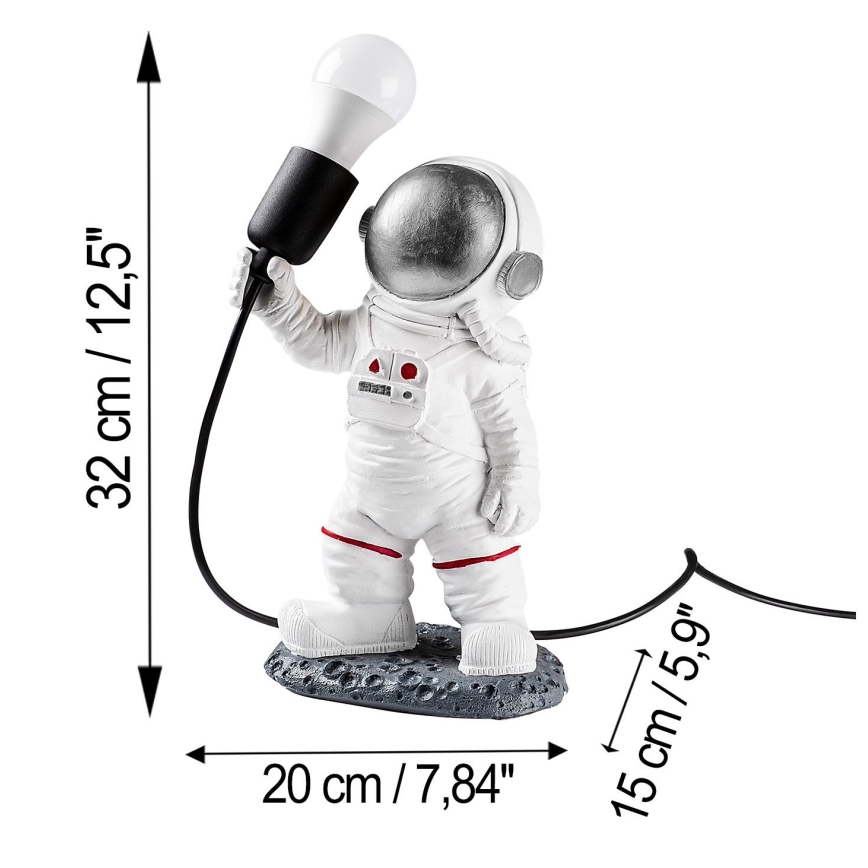 Vaikų lempa ASTRONAUT 1xE27/40W/230V sidabro/balta