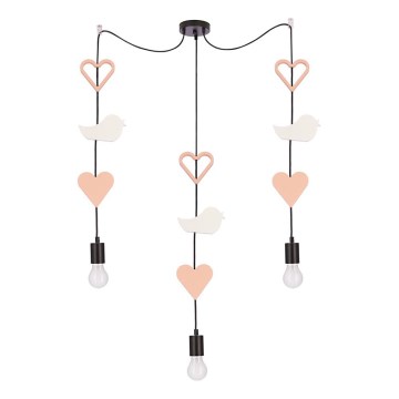 Vaikų pakabos lempa TRIO 3xE27/20W/230V rožinė/balta