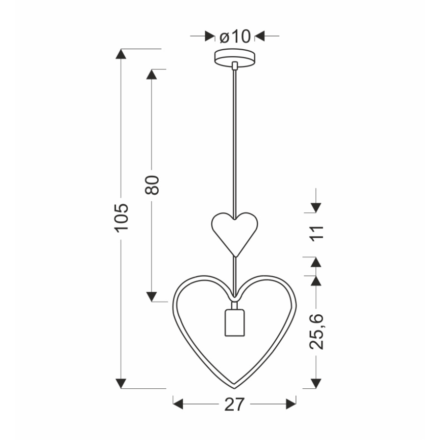 Vaikų pakabos lempos HEART 1xE27/20W/230V rožinė/balta