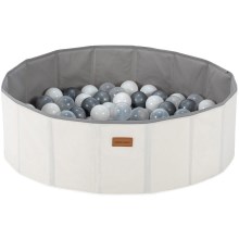 Vaikų sausas baseinas su kamuoliais d. 80 cm balta/pilkas