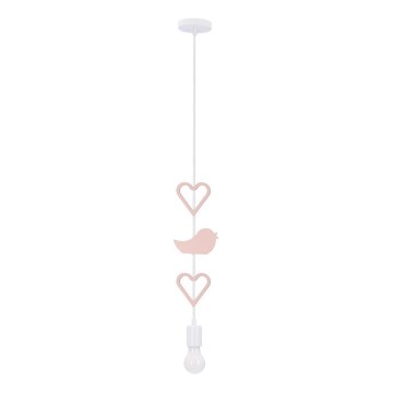 Vaikų šviestuvas ant laido HEART 1xE27/20W/230V rožinė/balta