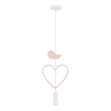 Vaikų šviestuvas ant laido HEART 1xE27/20W/230V rožinė/balta