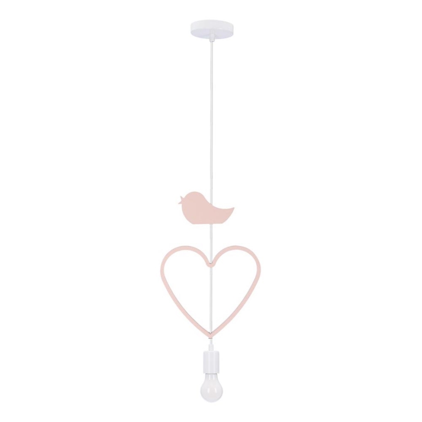 Vaikų šviestuvas ant laido HEART 1xE27/20W/230V rožinė/balta