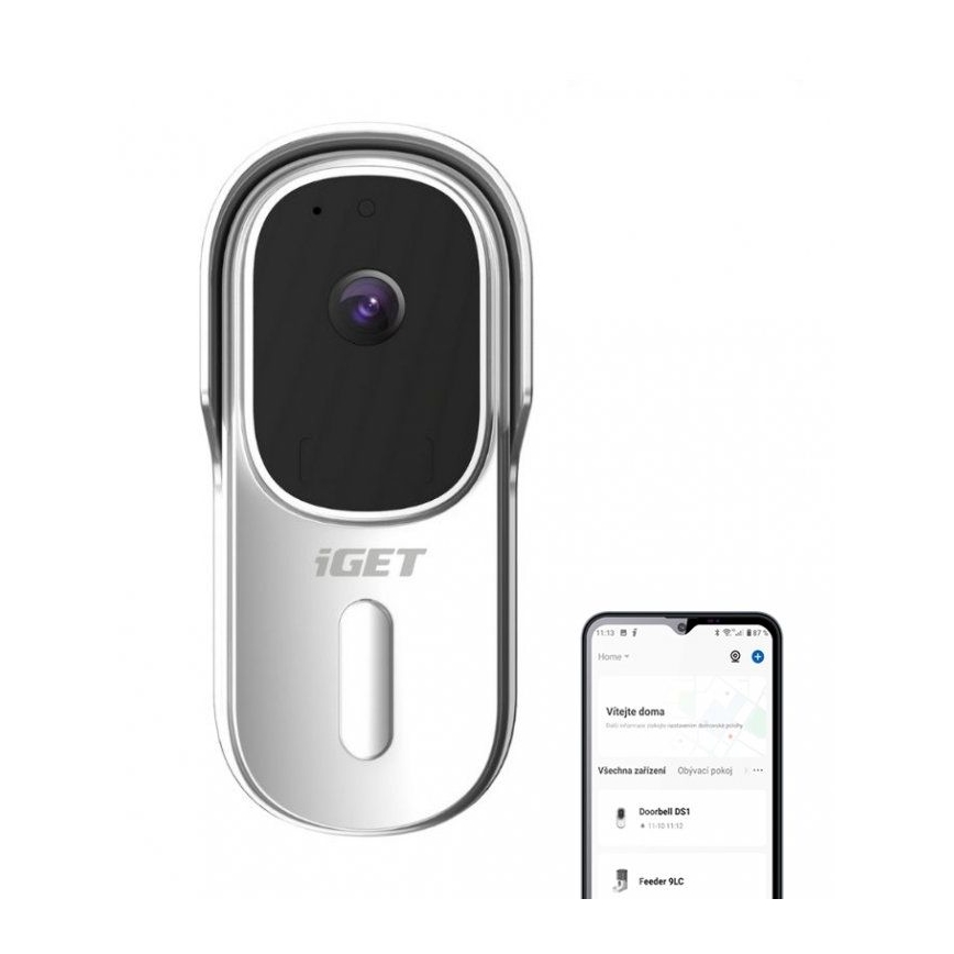 Vaizdo durų skambutis su judesio jutikliu Full HD 1080p 5200 mAh IP65 Wi-Fi Tuya baltas