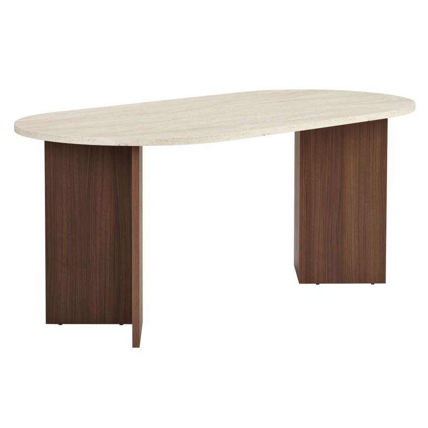 Valgomasis stalas NEL 180x90 cm travertinas/riešutas