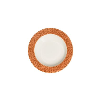 Valgomojo indų rinkinys 24 vnt. baltas/oranžinis/porcelianas