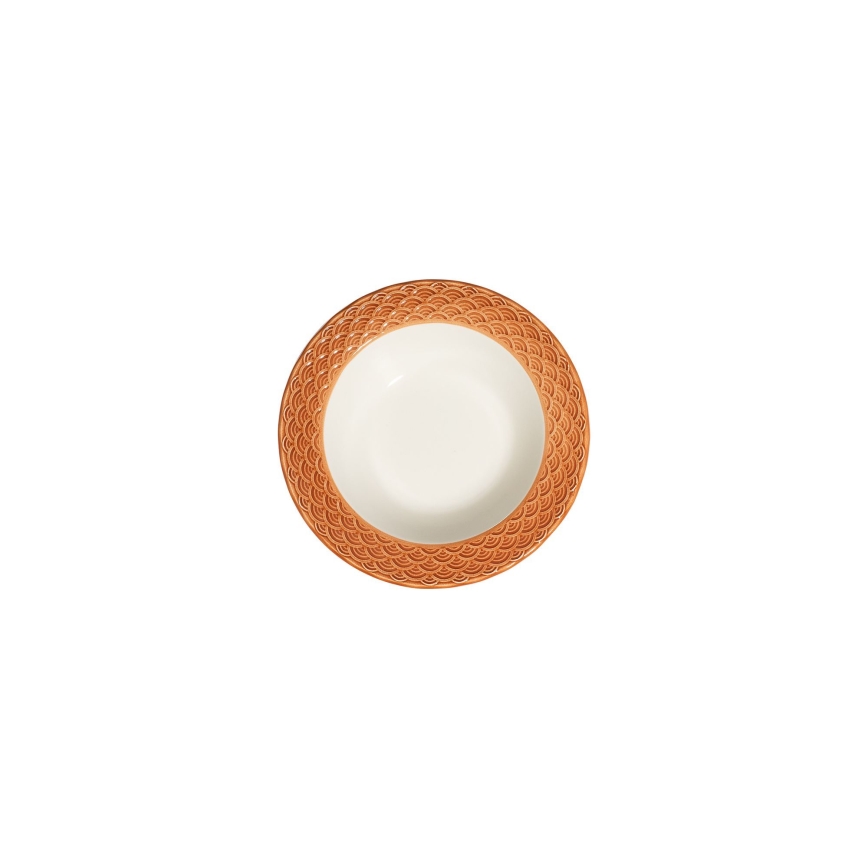 Valgomojo indų rinkinys 24 vnt. baltas/oranžinis/porcelianas