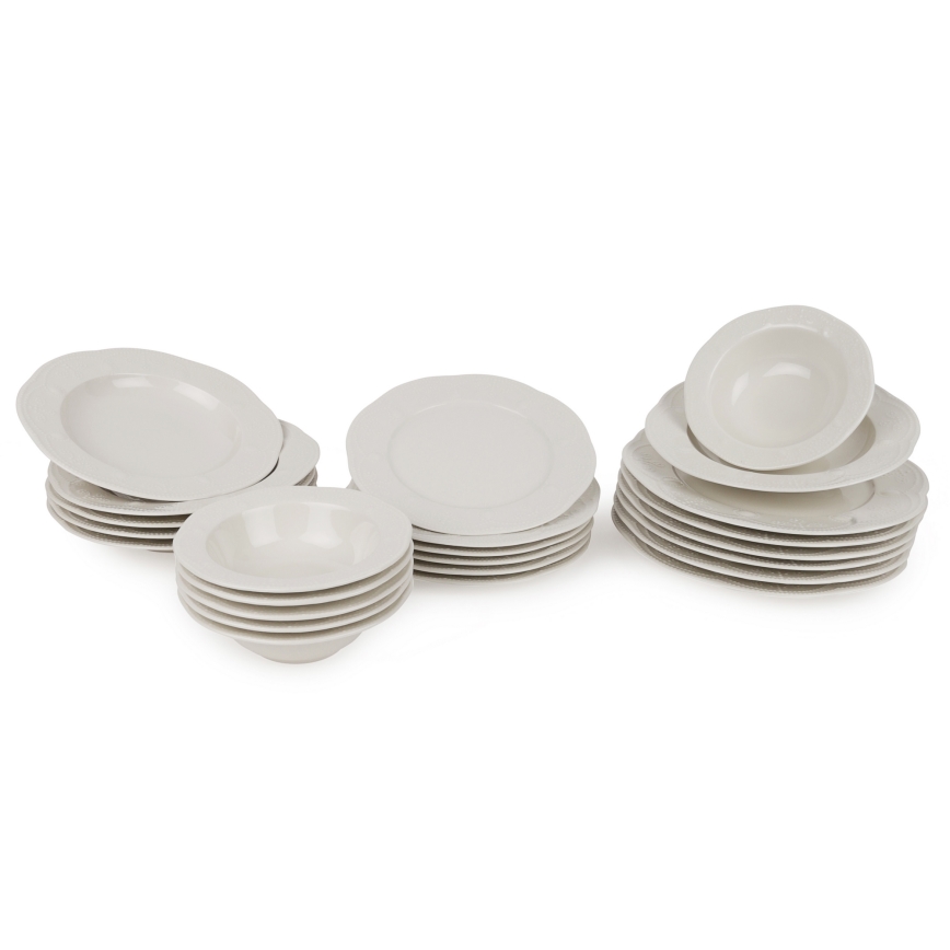 Valgomojo indų rinkinys 24 vnt. baltas/porcelianas