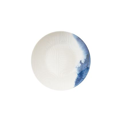 Valgomojo indų rinkinys, 24 vnt., kreminė/mėlyna, porcelianas