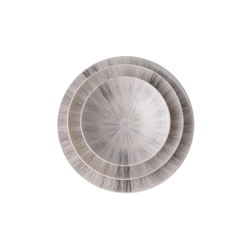 Valgomojo indų rinkinys 24 vnt. pilkas/porcelianas