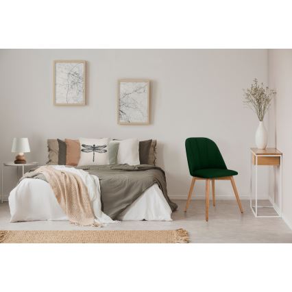 Valgomojo kėdė BAKERI 86x48 cm tamsiai žalia/šviesus ąžuolas